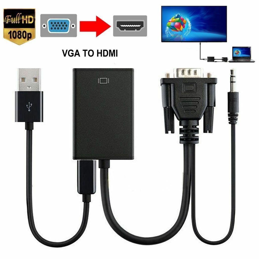 VGA Male To HDMI Output 1080P HD+Audio AV HDTV Video Cable Converter Adapter RF